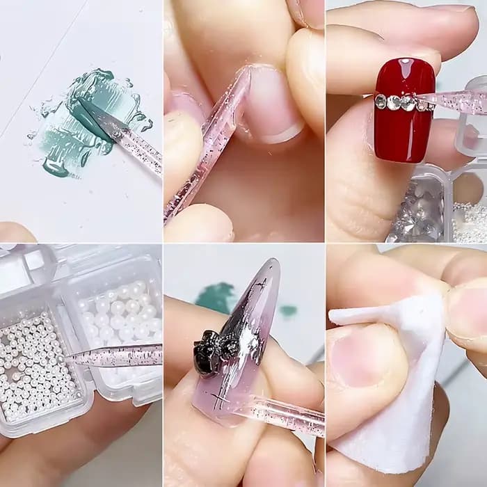 Bâton de paillettes en cristal réutilisable, Double extrémité, outil de retrait de cuticules, stylo 
