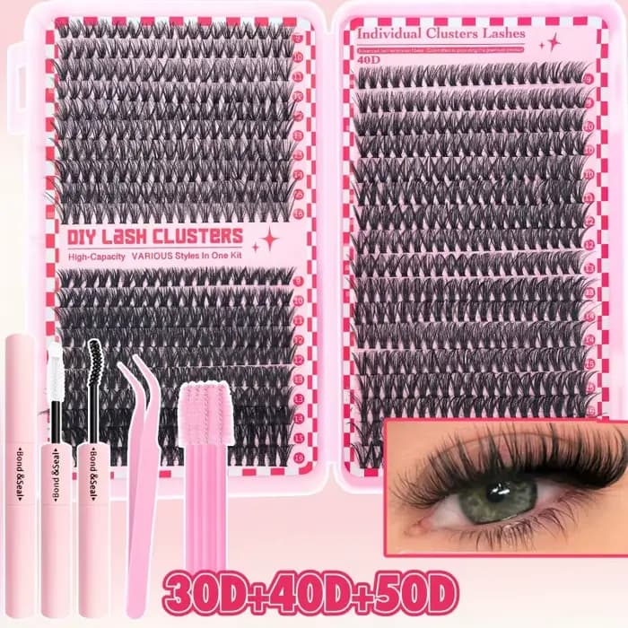 Kit d'extension de cils-cils en grappe de bricolage moelleux, boucle D 30D/40D/50D/60D/80D/100D mixt