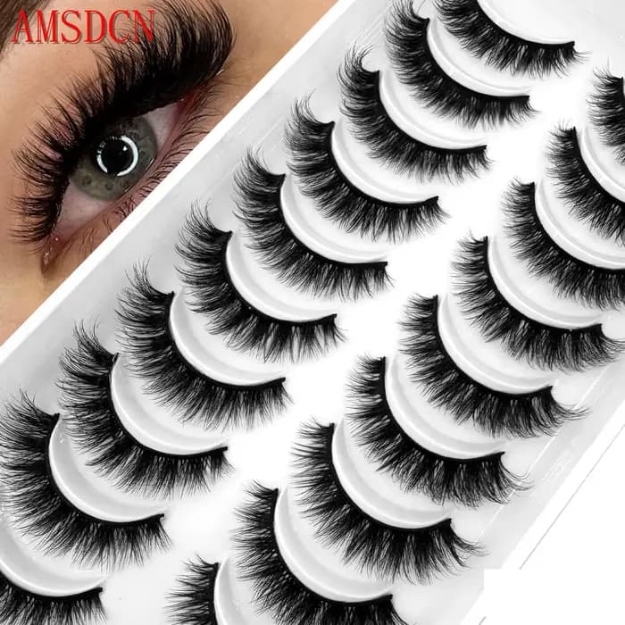 HBZGTLAD 10 paires Faux vison Faux cils naturel Long maquillage 3d vison cils Extension cils courts 