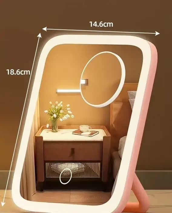Miroir de courtoisie LED intelligent avec 360 °   Rotation - Miroir de maquillage de bureau portable