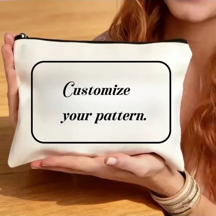 1 pièce, sac à maquillage personnalisé en toile avec photo, pochette personnalisée pour femmes et fi