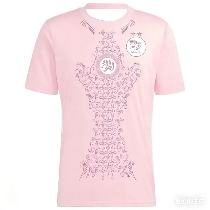 Maillot de l'équipe d'Algérie 2026 pour homme – T-shirt tendance avec une fusion de motifs verts, id