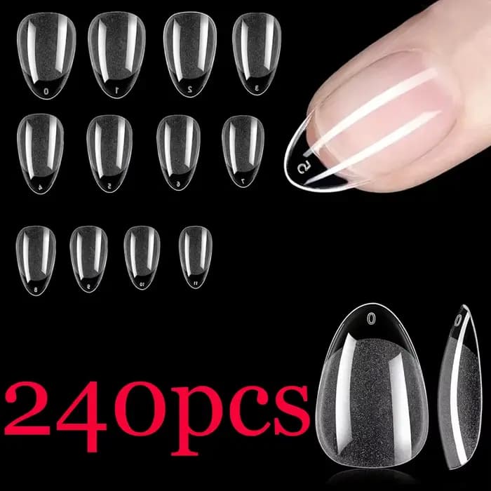 Pointes d'ongles courtes en amande pour gel souple, pré-façonnées, pointes d'ongles en acrylique, de