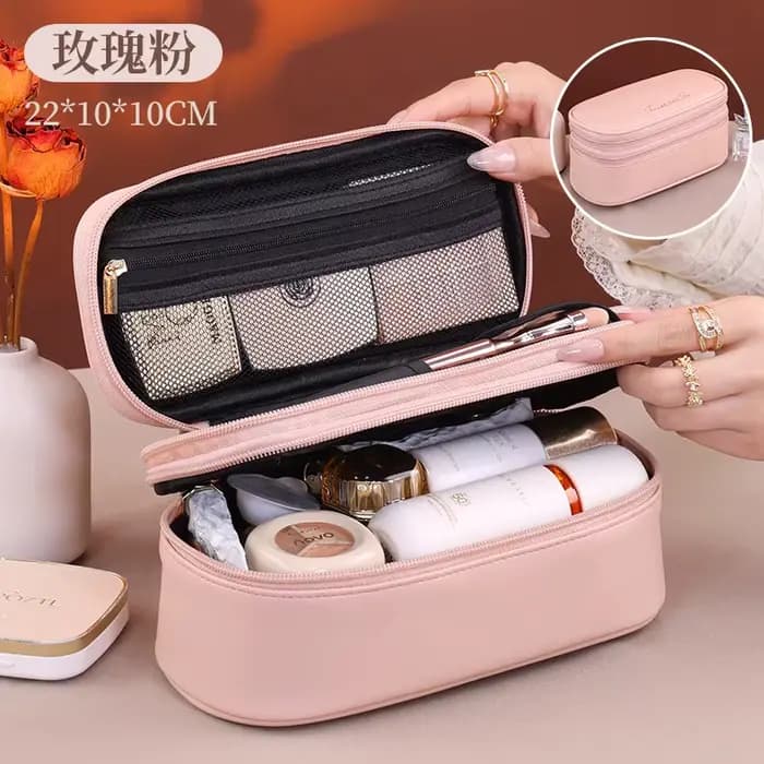Sac à cosmétiques pour femmes, trousse de maquillage Double couche, grande capacité, organisateur de