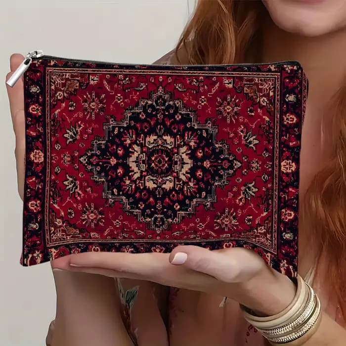 Un sac de maquillage bohème – Sac à fermeture éclair multifonctionnel mignon pour femmes, sac de ran