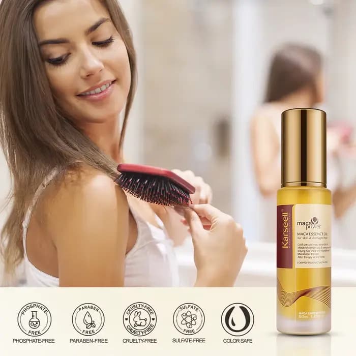 Karseell 50ml huile d'argan marocaine pour la guérison des cheveux pressé à froid huile d'argan sans