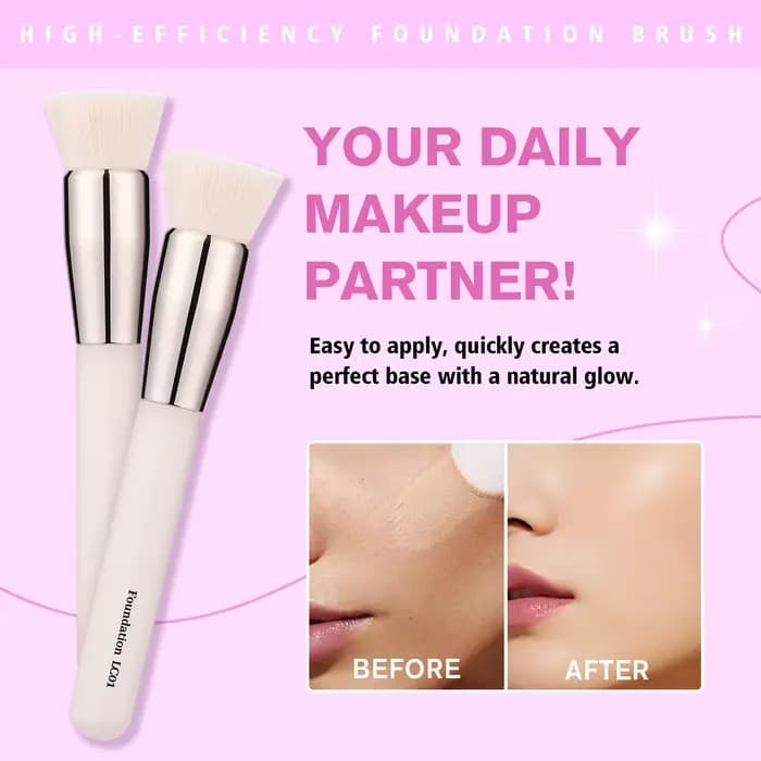 2 pinceaux de fond de teint liquide plat, pinceaux de maquillage pour finition impeccable sans coutu