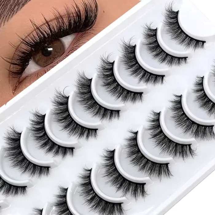 HBZGTLAD 10 paires 3D Faux cils de vison moelleux doux complet épais vaporeux naturel longs faux cil