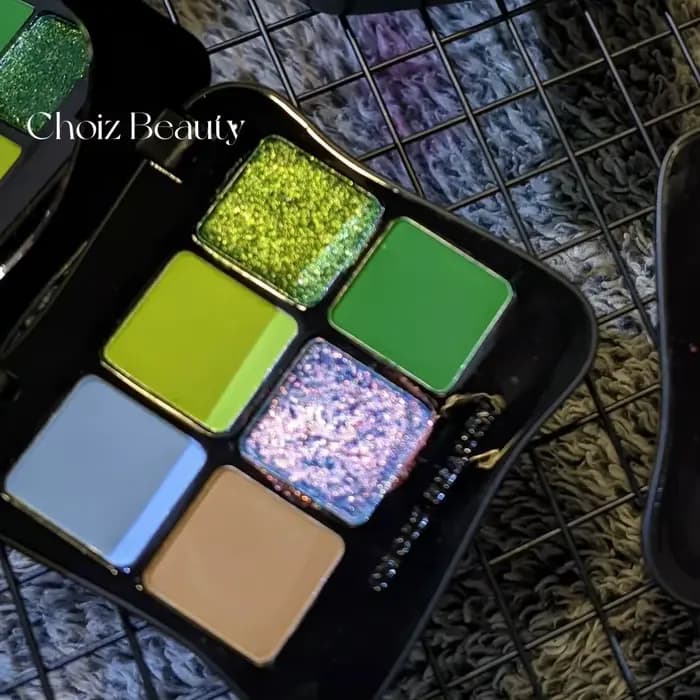 CHOIZ BEAUTY Palette de fards à paupières 6 couleurs Vert Mat Caméléon Scintillant Pailleté Haute Pi