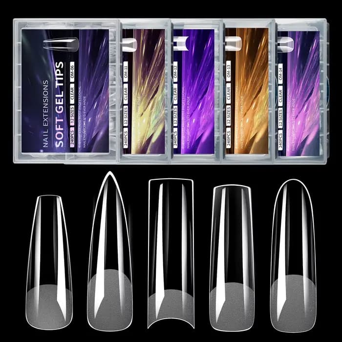 Faux ongles en Gel doux Extra longs 2XL, demi-mat, couverture complète transparente, Stiletto carré 