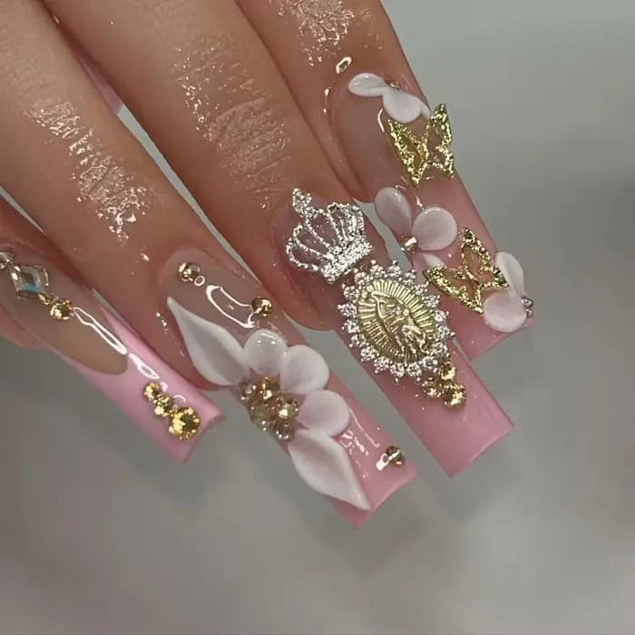 Breloques pour ongles, Design couronne, avec strass, accessoires pour Nail Art, fournitures pour fem