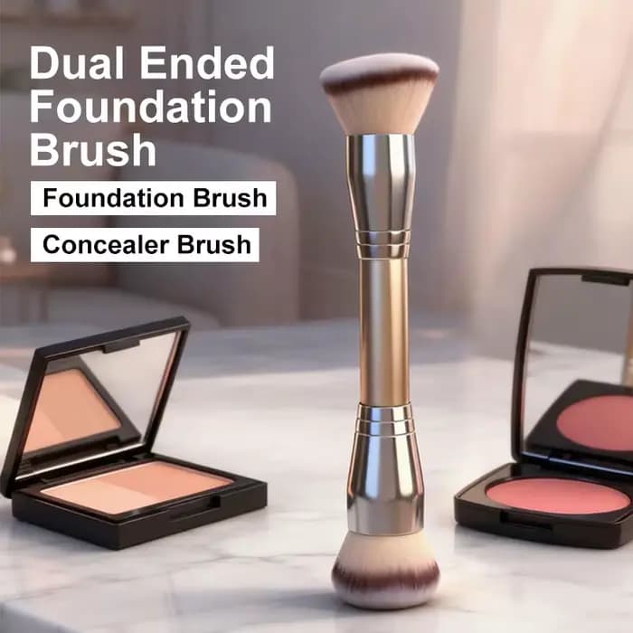 Pinceau à fond de teint double embout pour fard à joues liquide, poudre, correcteur et contour, outi