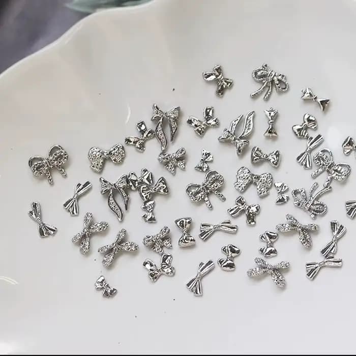 Breloques pour ongles en alliage papillon 3D, 50/60 pièces/lot, bijoux Design avec nœud papillon, lu