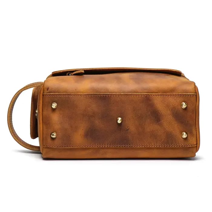 Nesitu Crazy Horse – trousse de maquillage de voyage en cuir véritable pour hommes, étuis à cosmétiq