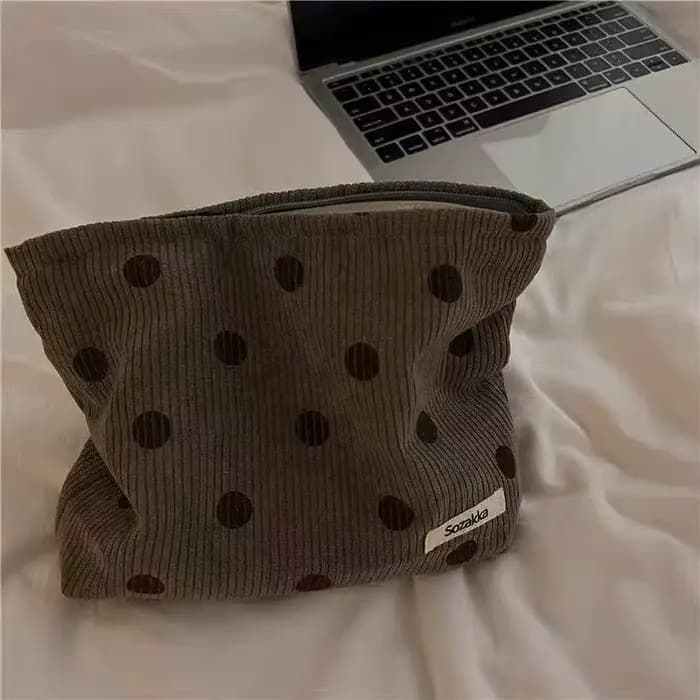 Trousse de maquillage Vintage en velours côtelé pour femmes, trousse de toilette, sac à main Portabl