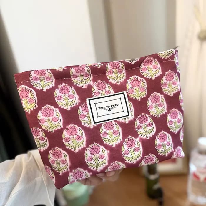 Trousse à cosmétiques pour femmes, trousse de maquillage florale, organisateur, pochette à cosmétiqu
