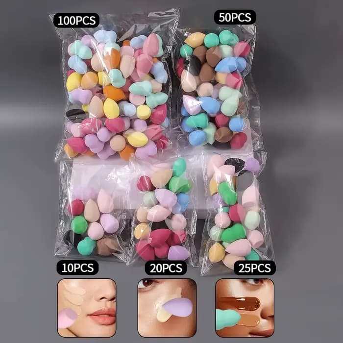 Éponges de maquillage sans latex, 10/20/25/50/100 pièces |   Couleurs et formes aléatoires pour liqu