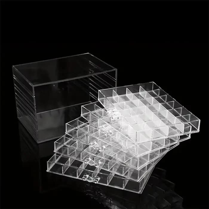 Boîte de rangement transparente en acrylique, 72/79/120 grilles, compartiment de rangement pour Nail