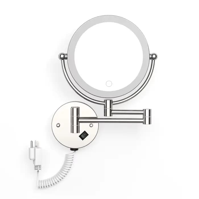 Miroir de maquillage mural à LED avec prise, miroir cosmétique grossissant 5X, miroirs muraux double