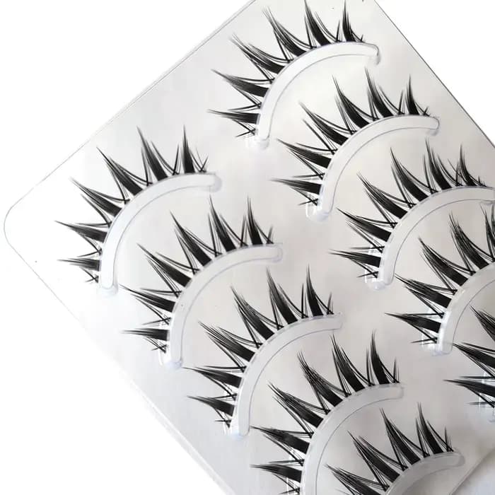 Faux cils naturels longs œil de chat, extension de cils manga faits à la main, bande croisée, maquil