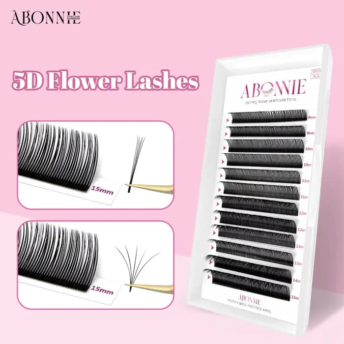 ABONNIE noir marron 5D fleur pointes fée faux cils individuels facile ventilateurs 5D fleur Volume c
