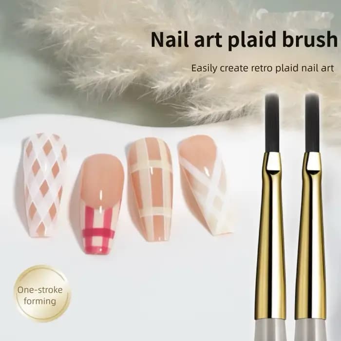 Ensemble de pinceaux pour Nail Art à carreaux français, stylo à dessin à motif de grille de ligne po