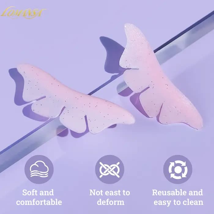 Lomansa 1 paire Silicone paillettes papillon cils ascenseur Pad cils Perm tige bouclier cils levage 
