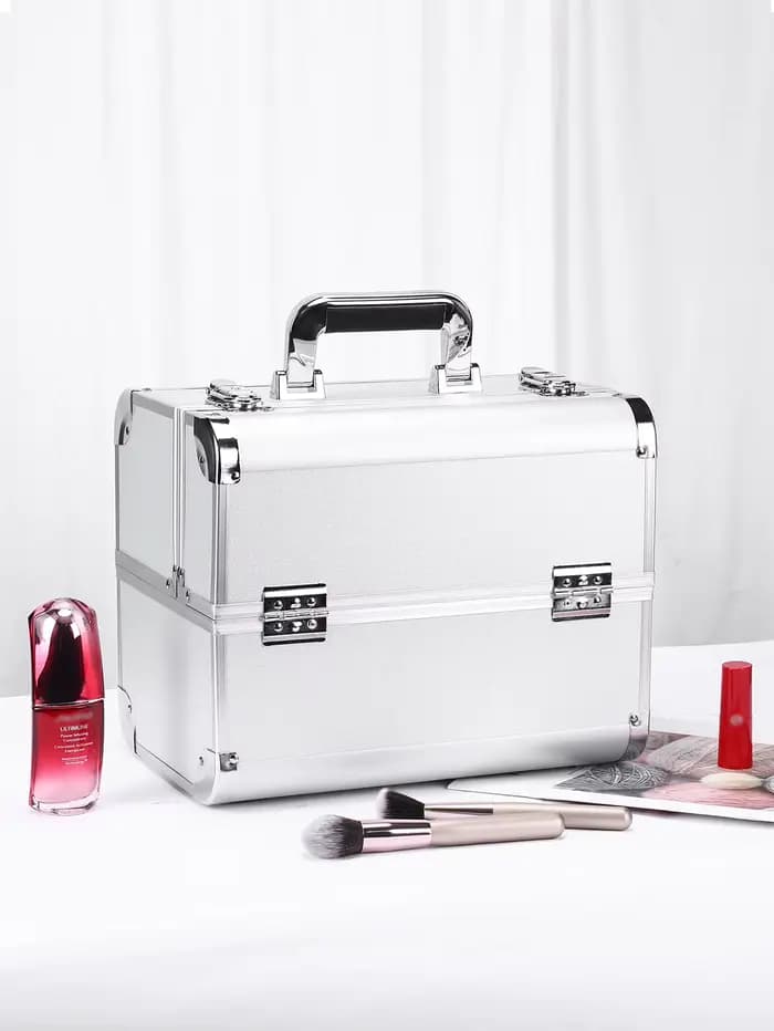 Mallette de maquillage en alliage d'aluminium, boîte à outils de pédicure avec poignée, boîte à cosm