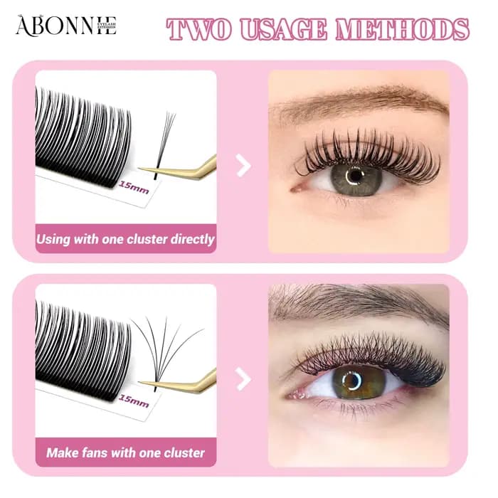 ABONNIE noir marron 5D fleur pointes fée faux cils individuels facile ventilateurs 5D fleur Volume c