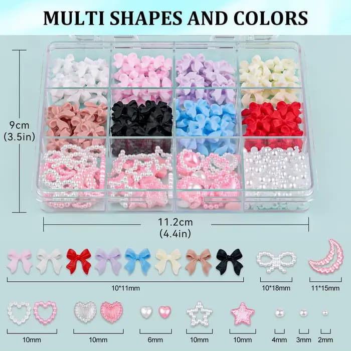 500 pièces/boîte 3D arc ongles breloques grande boîte Flatback perles ensemble ongles arcs charme + 
