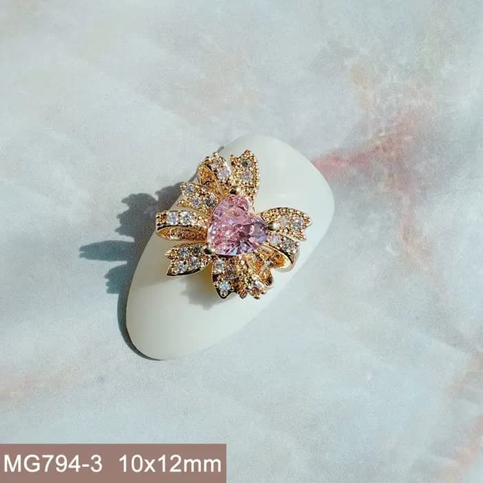 10 pièces saint valentin amour coeur marin lune Nail Art pièces Zircon cristal manucure ongles acces