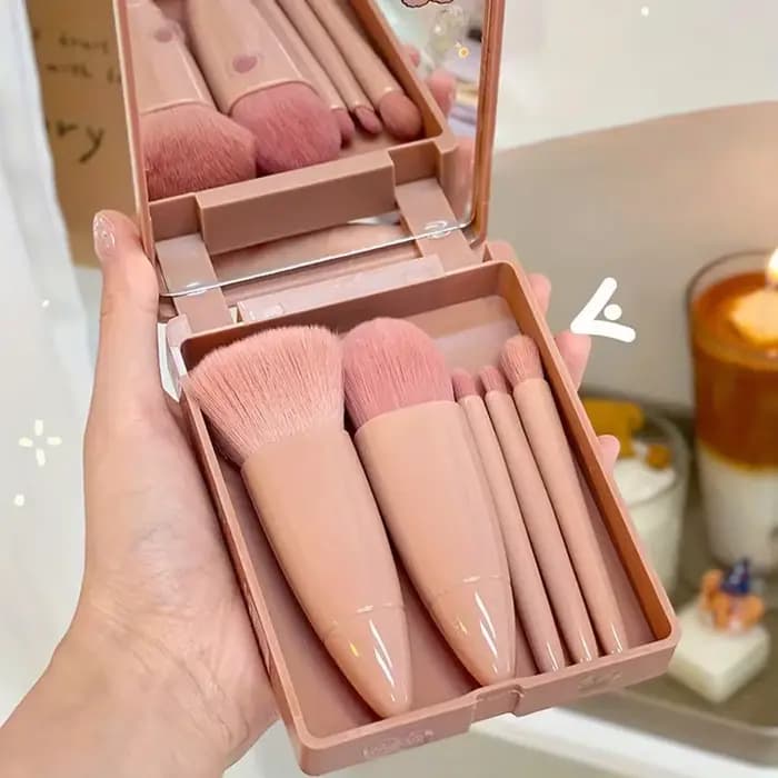Ensemble de pinceaux de maquillage de voyage, 5 pièces, Mini pinceaux cosmétiques multifonctionnels 