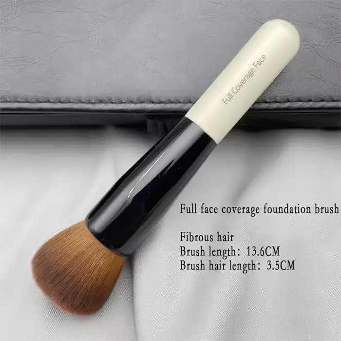 Pinceau de maquillage en poudre, manche en bois, poils ronds denses et doux, couverture complète, pi