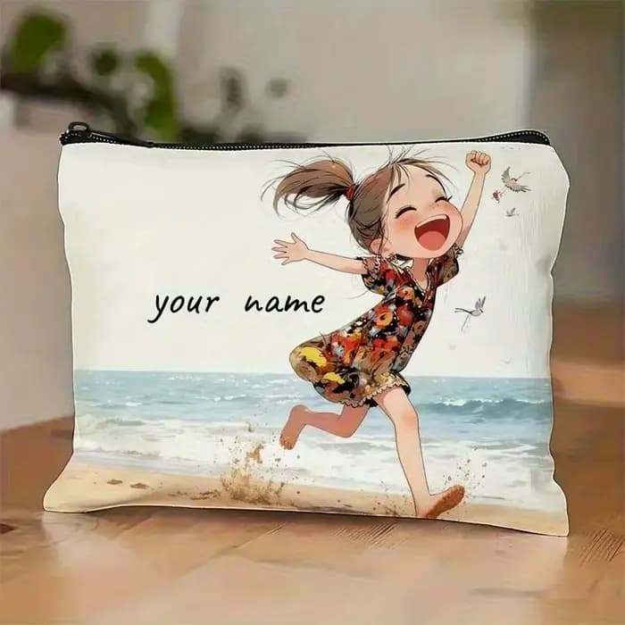 Nom/Message personnalisé - Trousse de maquillage vintage à motif mignon - Sac à main - Trousse de to