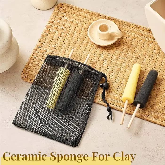 VELIF-12 pièces éponge de poterie pour éponges de poterie en argile avec bâton d'éponge à 2 densité 
