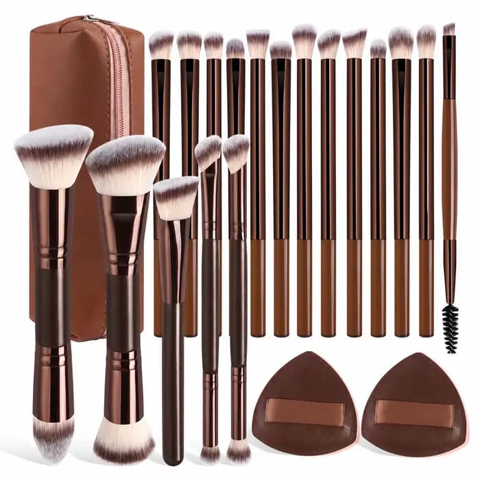 Ensemble de pinceaux de maquillage de voyage avec boîte de rangement, 20 outils de maquillage, essen