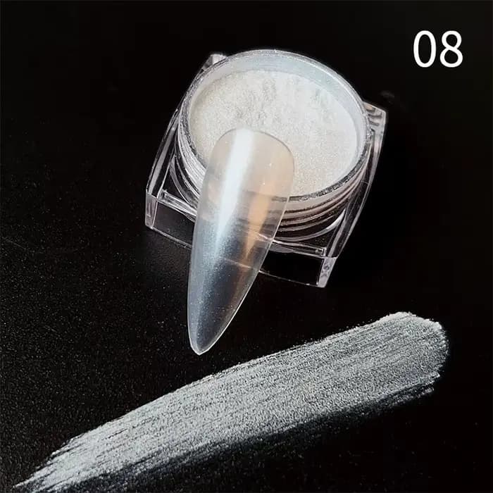 Aurora – poudre à ongles rose, miroirs à paillettes, Pigment à frotter blanc, couleur métallique, ve