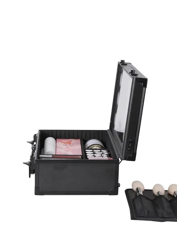 Étui éclairé de voyage pour maquillage avec grand miroir lumineux LED, organisateur de sac Coetic, r