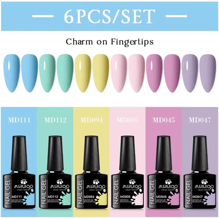 MSRUIOO 6 pièces nu rose Gel vernis à ongles ensemble paillettes coloré Semi Permanent UV Gel Kits b
