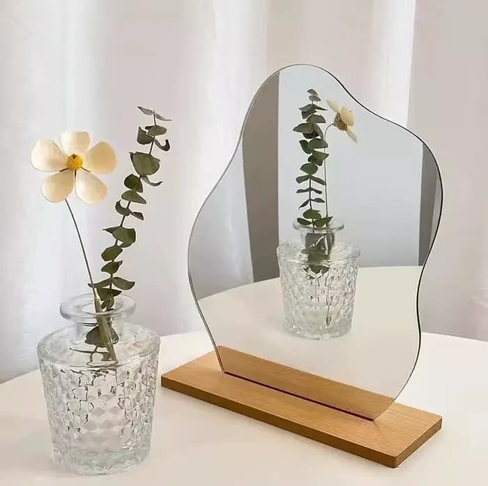 Miroir de maquillage en bois irrégulier en forme de nuage, sans cadre, décoratif, pour salon, chambr
