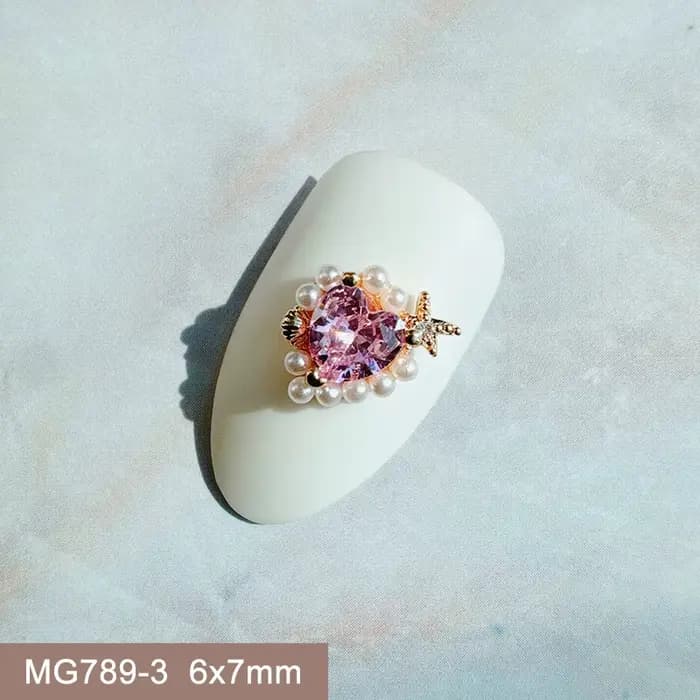 10 pièces saint valentin amour coeur marin lune Nail Art pièces Zircon cristal manucure ongles acces