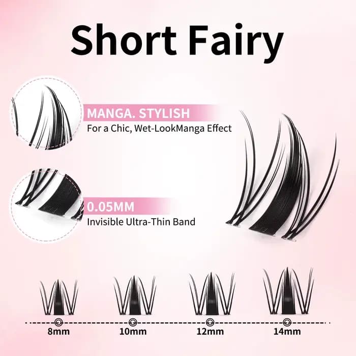 Extensions de cils individuels Manga uCoolMe Lashes Short Fairy Venus Flora 0.05mm, bouquets à espac