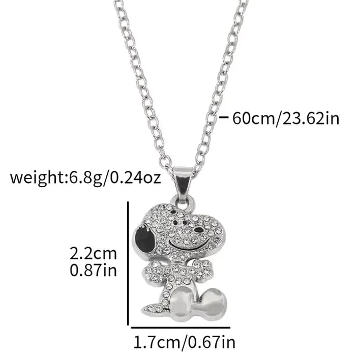 Collier Snoopy en strass, pendentif tendance pour la Saint-Valentin, accessoires de bijoux, cadeau