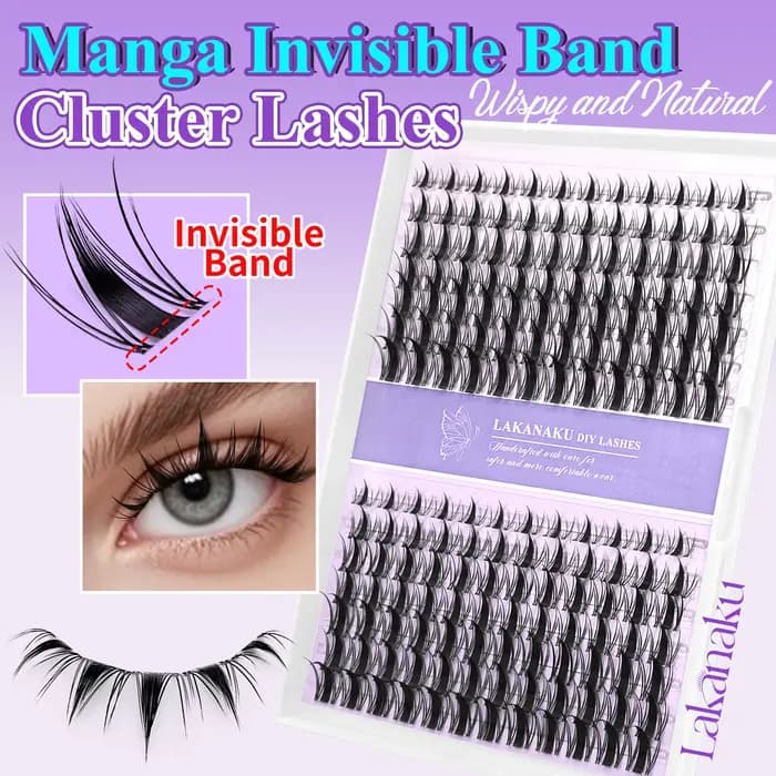 Lakanaku Diy Eyelashes Manga Style Lashes Invisible Bond Lash Fairy Cluster Lash Comic Makeup Sets a