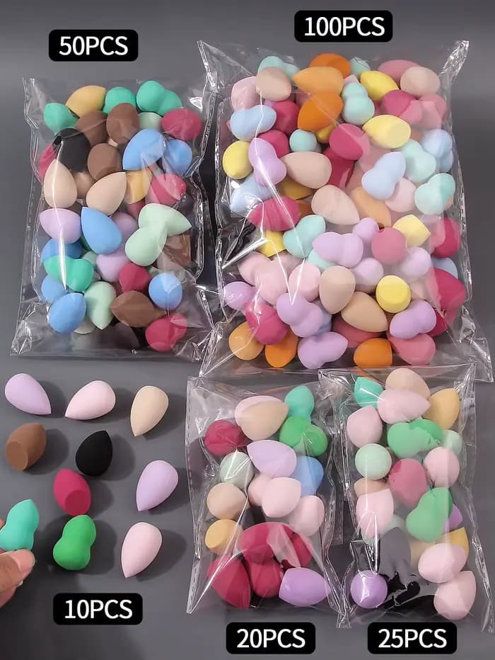 Éponges de maquillage sans latex, 10/20/25/50/100 pièces |   Couleurs et formes aléatoires pour liqu