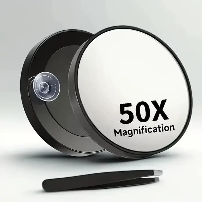 Miroir grossissant miniature 50X, miroir cosmétique portable à ventouse, clarté en déplacement, miro