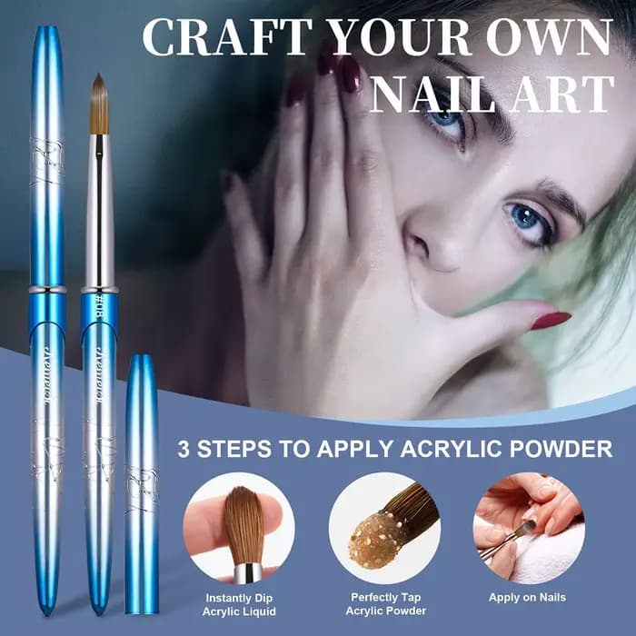 KEMEISI – pinceaux pour Nail Art Kolinsky 100% pur, poignée robuste, poudre acrylique de forme ovale