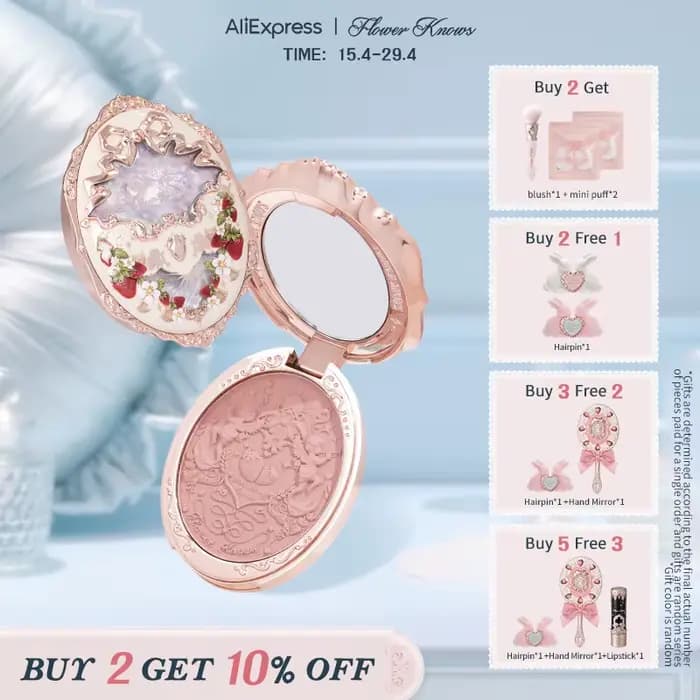 Flower Knows Strawberry Rococo Series Blush en relief 5g Blush en poudre