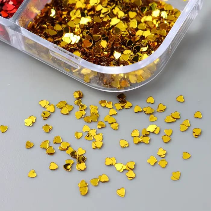 6 grilles Y2K mignon coeur paillettes ongles paillettes Kawaii Mini Laser doré argenté amour flocon 