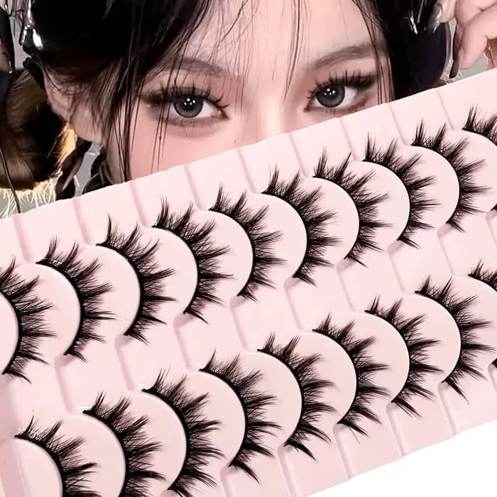 Cils 10 paires Mange cils 3D oeil de chat cils Faux vison cils naturel moelleux Faux cils vaporeux o